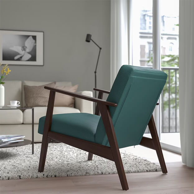 Lot de 2 chaises pivotantes en tissu chenille et métal noir - Bleu canard